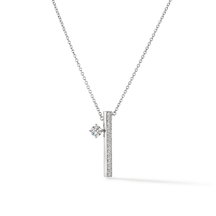 Barre Floating Single Diamond Pave Pendant Necklace